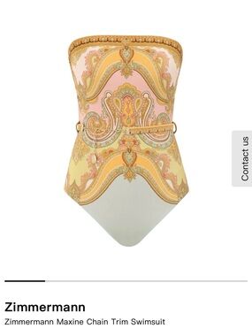 Zimmermann Pink and Gold Paisley Chain-Trim Swimsuit Detail